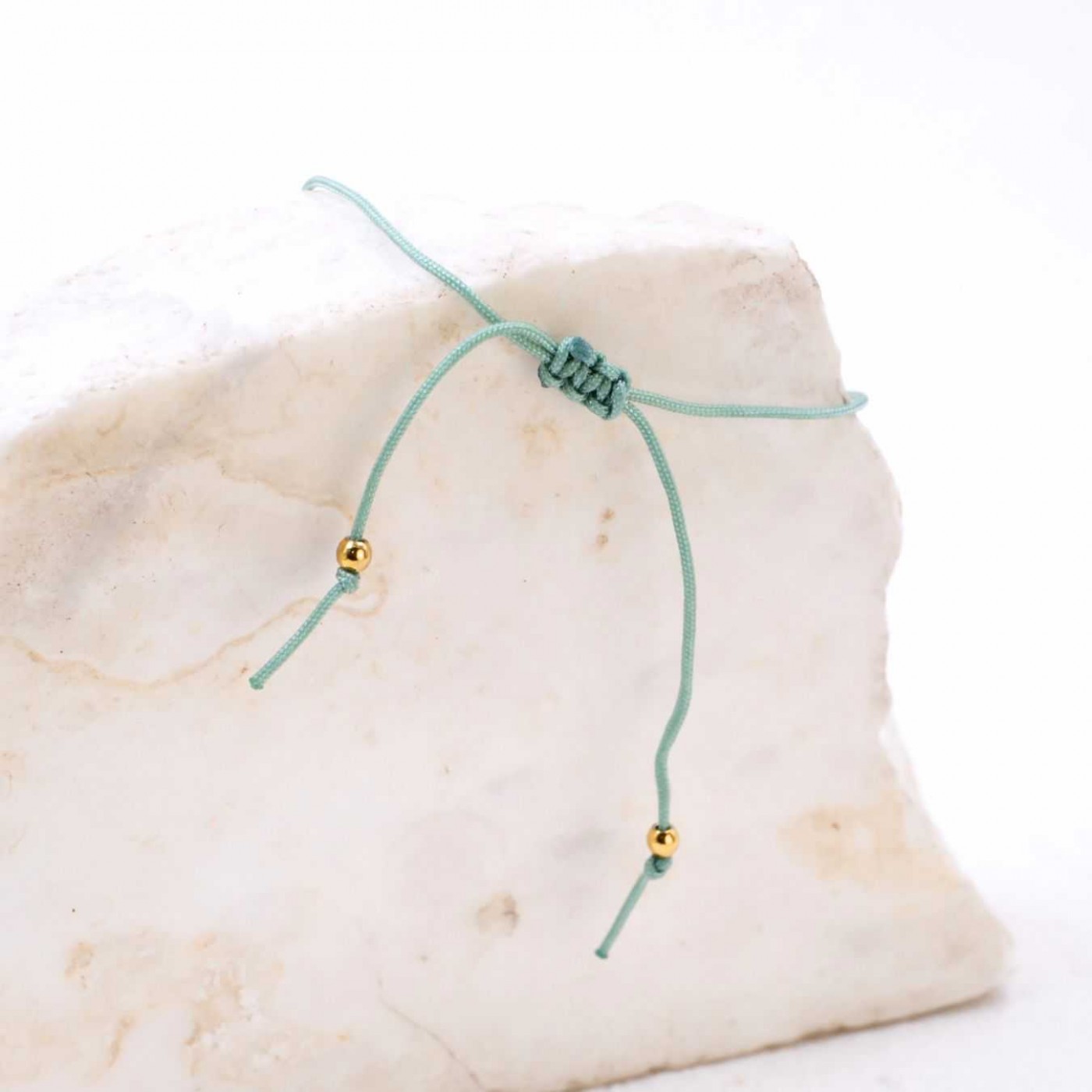 Macramé Bracelet with Gold-Plated Evil Eye & Crystals | Mint — Bracelets from Toolittle — additional view 2