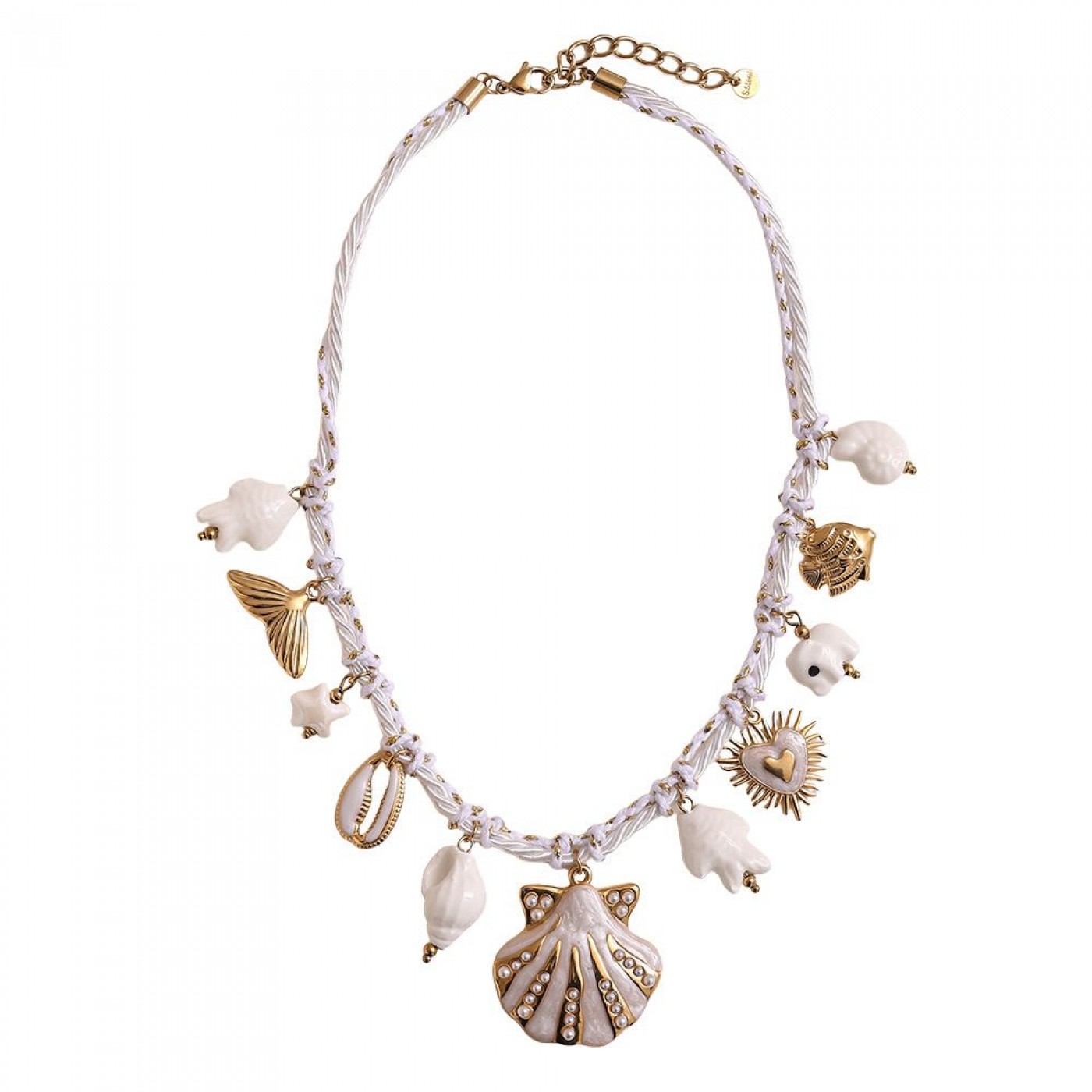 Satine Cord & Stainless Steel Necklace | White — Necklaces from Toolittle — additional view 2