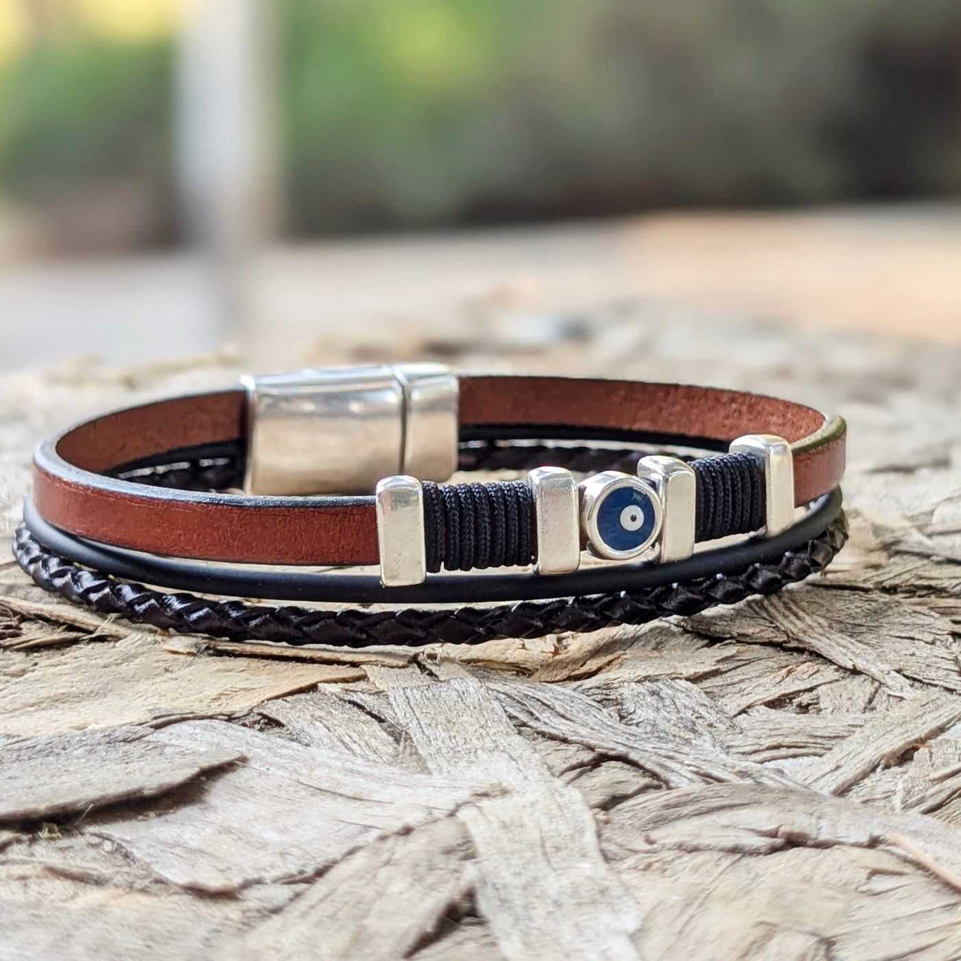 Evil Eye Leather Men's Bracelet — Bracelets from Toolittle — additional view 10