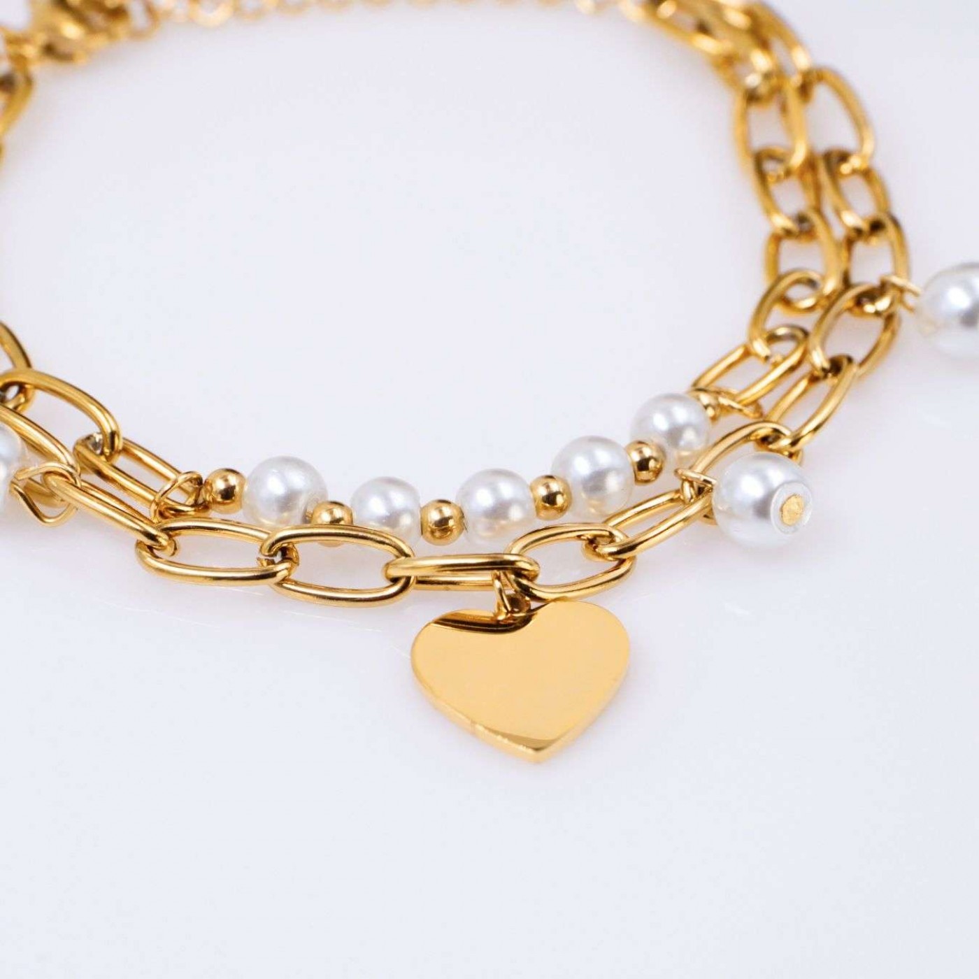Stainless Steel Jewelry: Heart & Pearls Bracelet — Bracelets from Toolittle — additional view 4