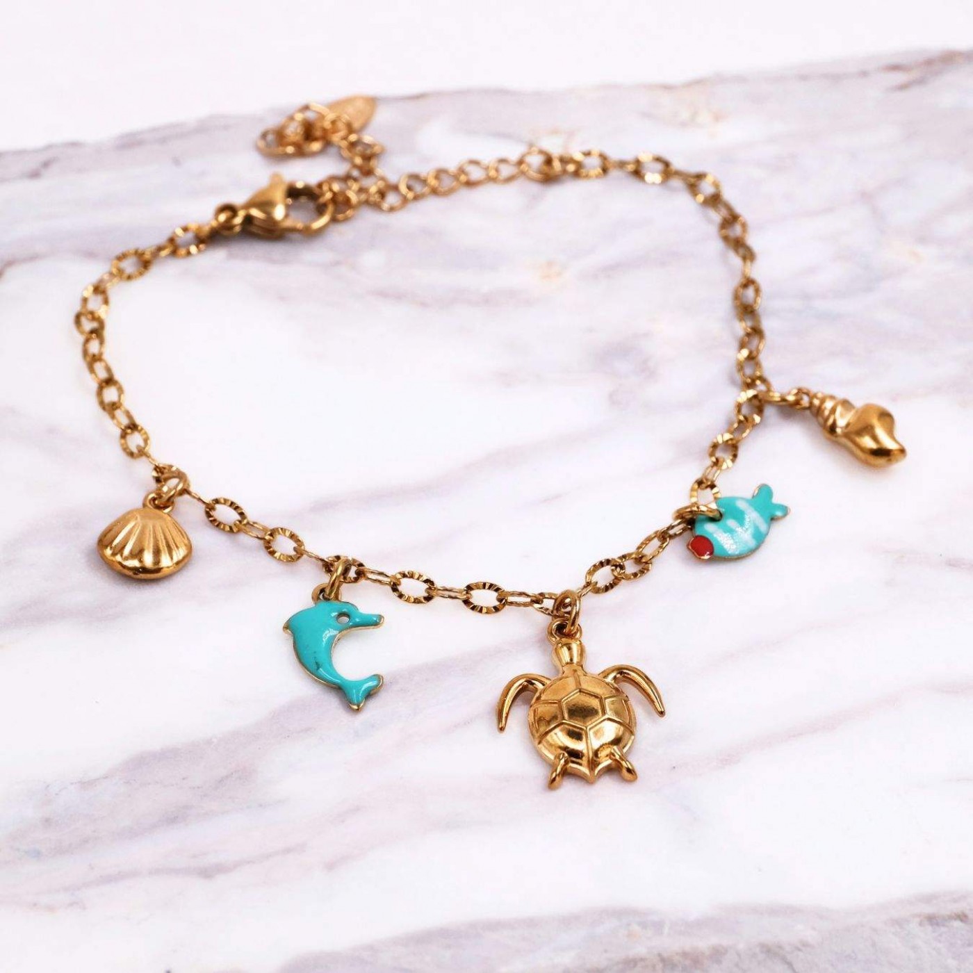 Stainless Steel Jewelry: Turtle & Fresh Water Pearl Bracelet — Bracelets from Toolittle — additional view 3