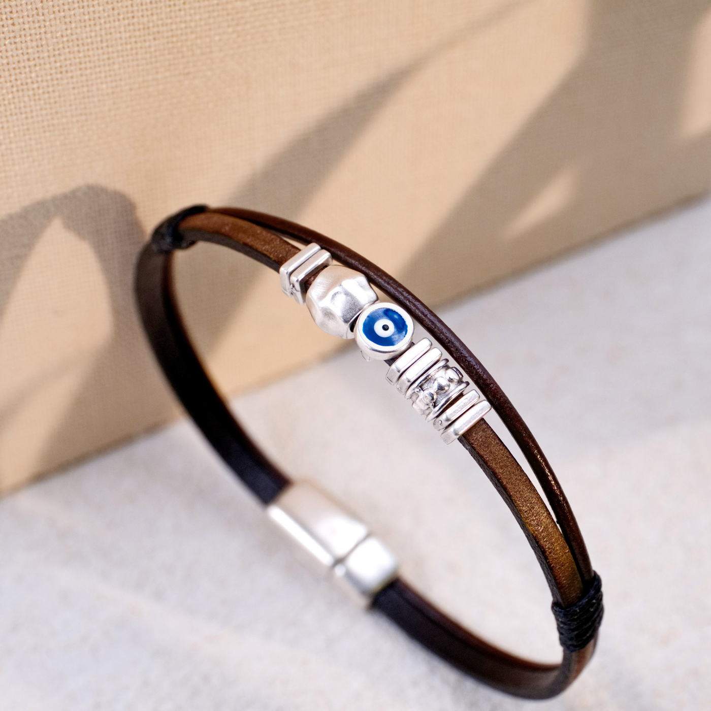 Evil Eye Leather Men's Bracelet — Bracelets from Toolittle — additional view 2