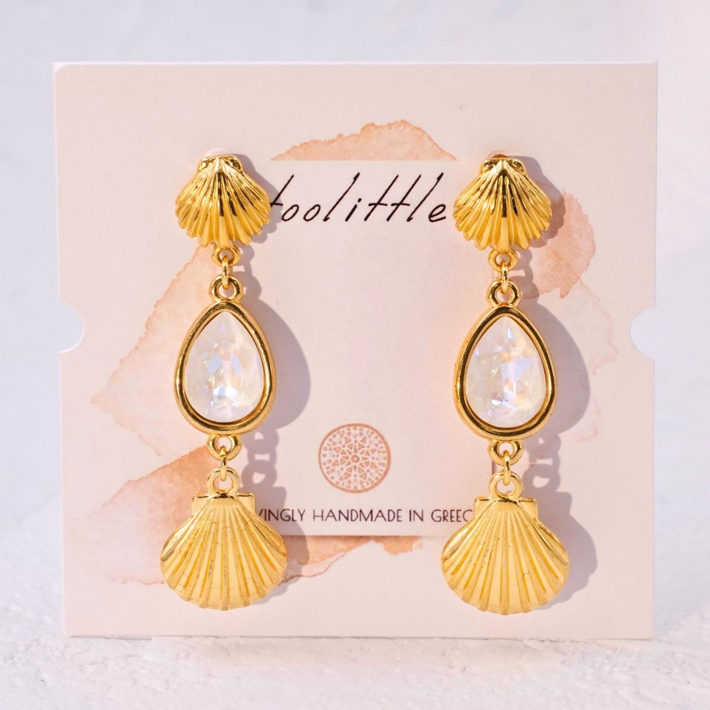 Sea Shell Earrings with Swarovski Crystals — Earrings from Toolittle — additional view 3