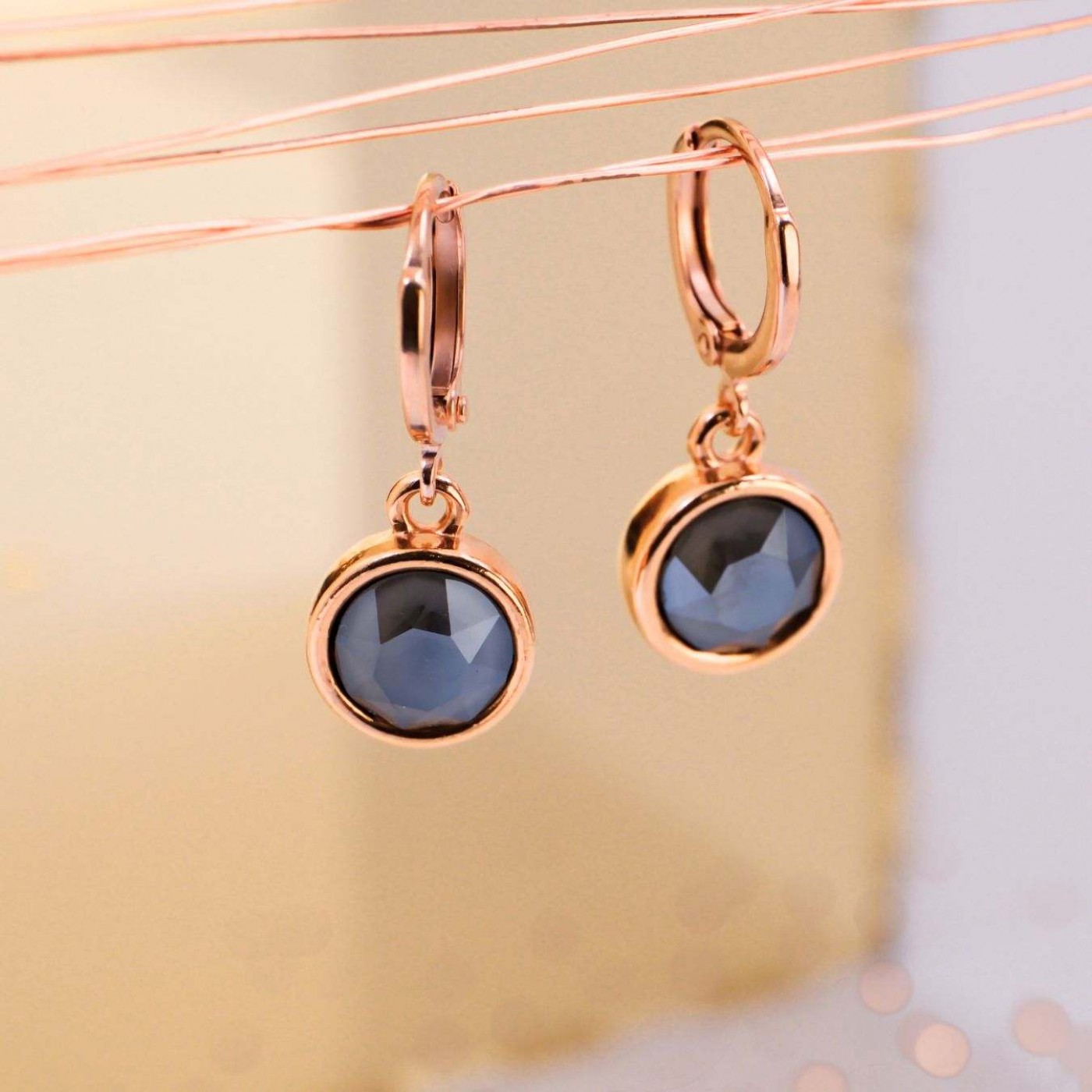 Crystal Collection: Rose Gold-Plated Hoop Earrings — Earrings from Toolittle — additional view 3