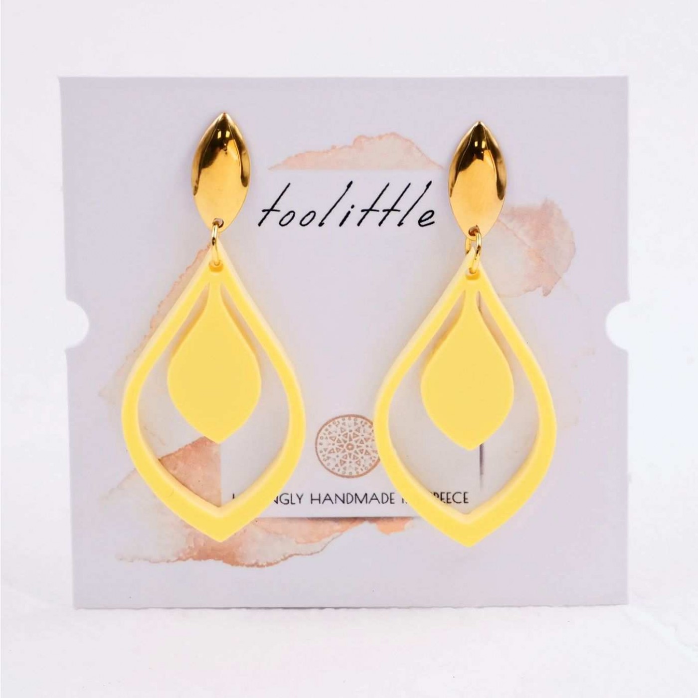 Gold-Plated Earrings | Minimal Resin Drop - Yellow — Earrings from Toolittle — additional view 3