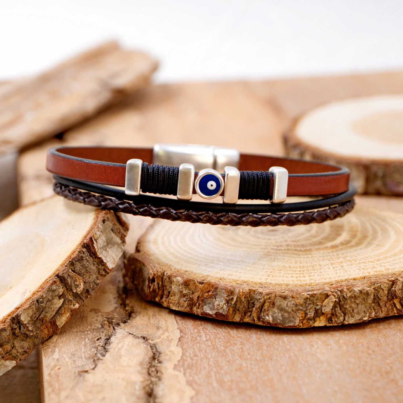 Evil Eye Leather Men's Bracelet — Bracelets from Toolittle — additional view 6