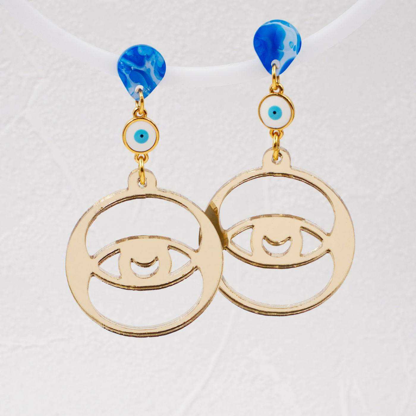 Santorini Evil Eye Mirror Earrings — Earrings from Toolittle — additional view 4