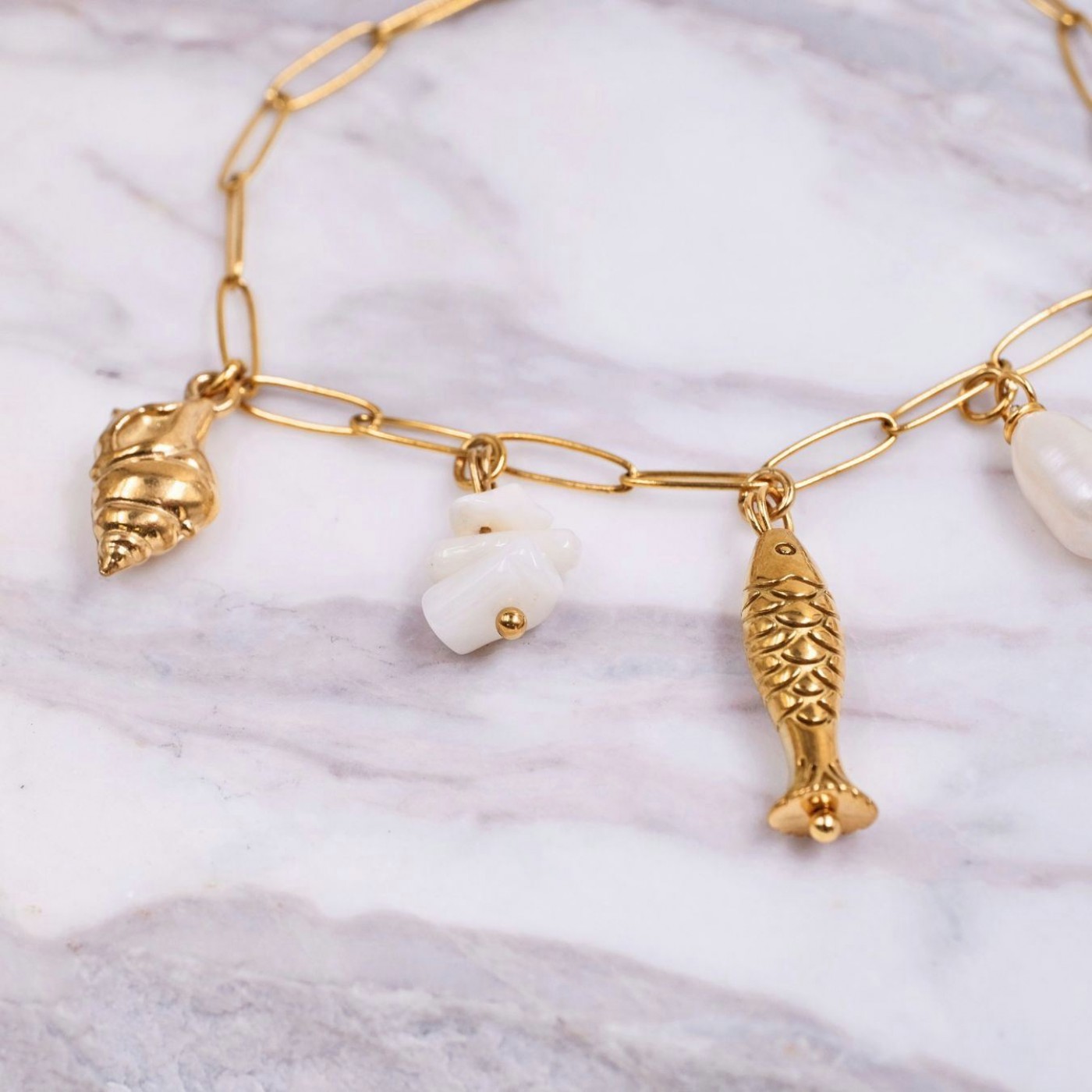 Stainless Steel Jewelry: Metal Fish & Fresh Water Pearl Bracelet — Bracelets from Toolittle — additional view 7