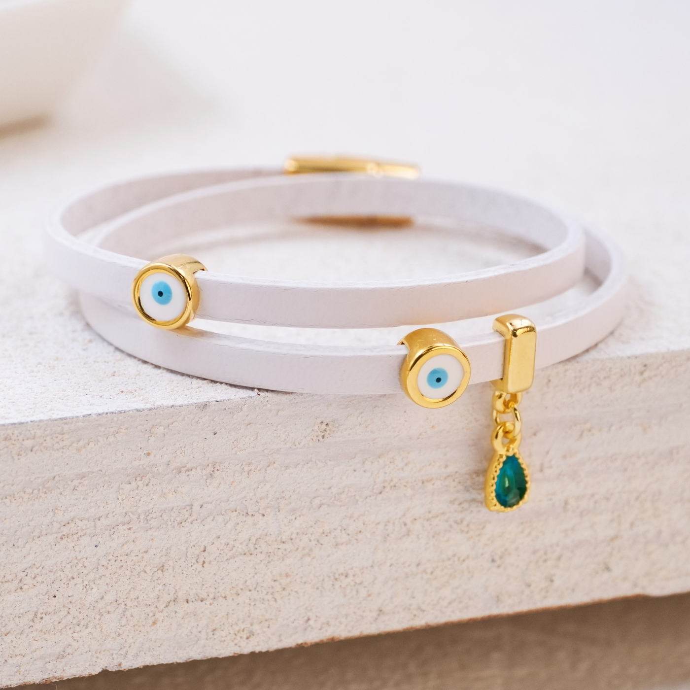 Evil Eye Double-wrapped Leather Bracelet — Bracelets from Toolittle — additional view 2