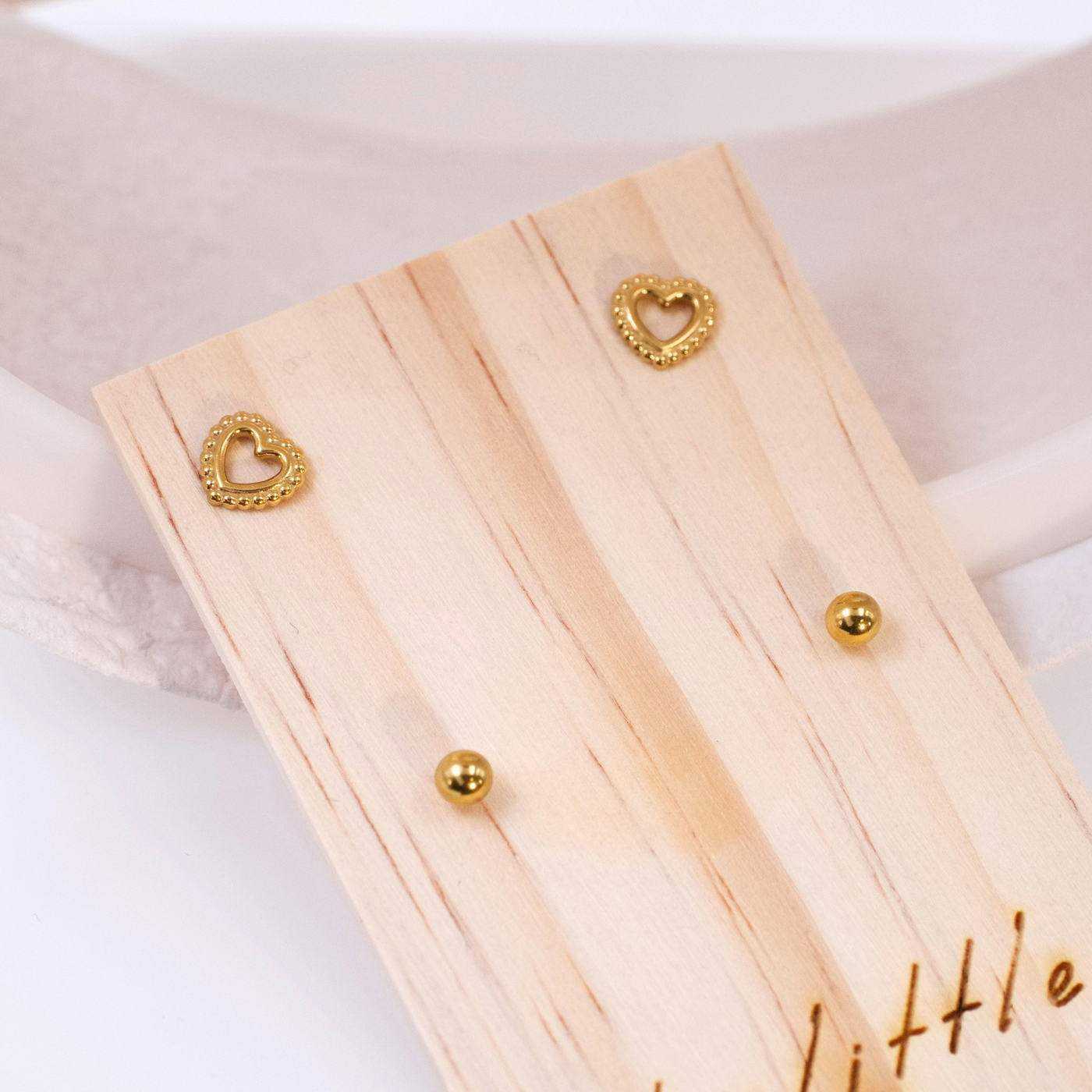 2 Pairs of Gold-plated Inox Stud Earrings Set — Earrings from Toolittle — additional view 2
