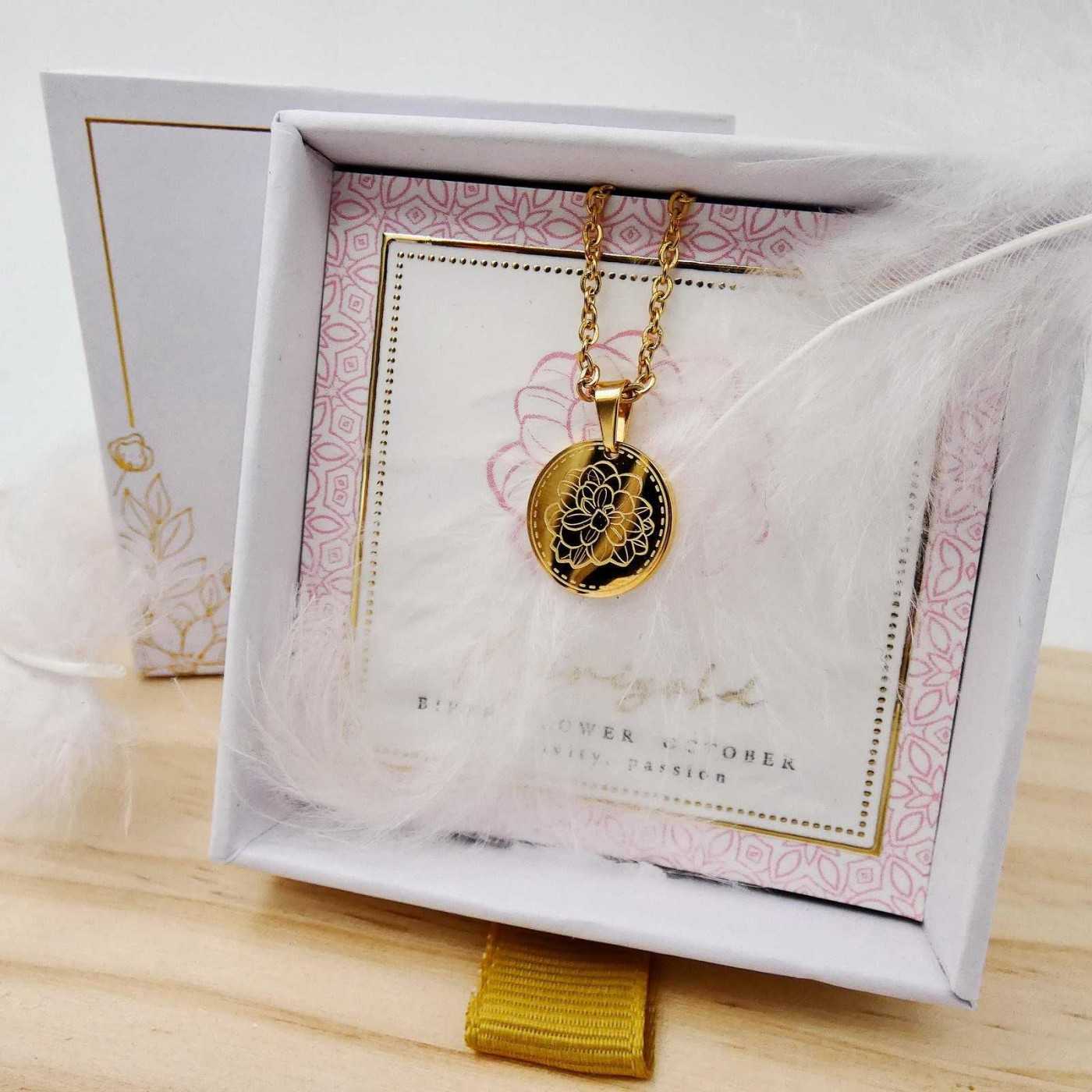 Birth Flower Necklace- Marigold for October — Necklaces from Toolittle — additional view 2