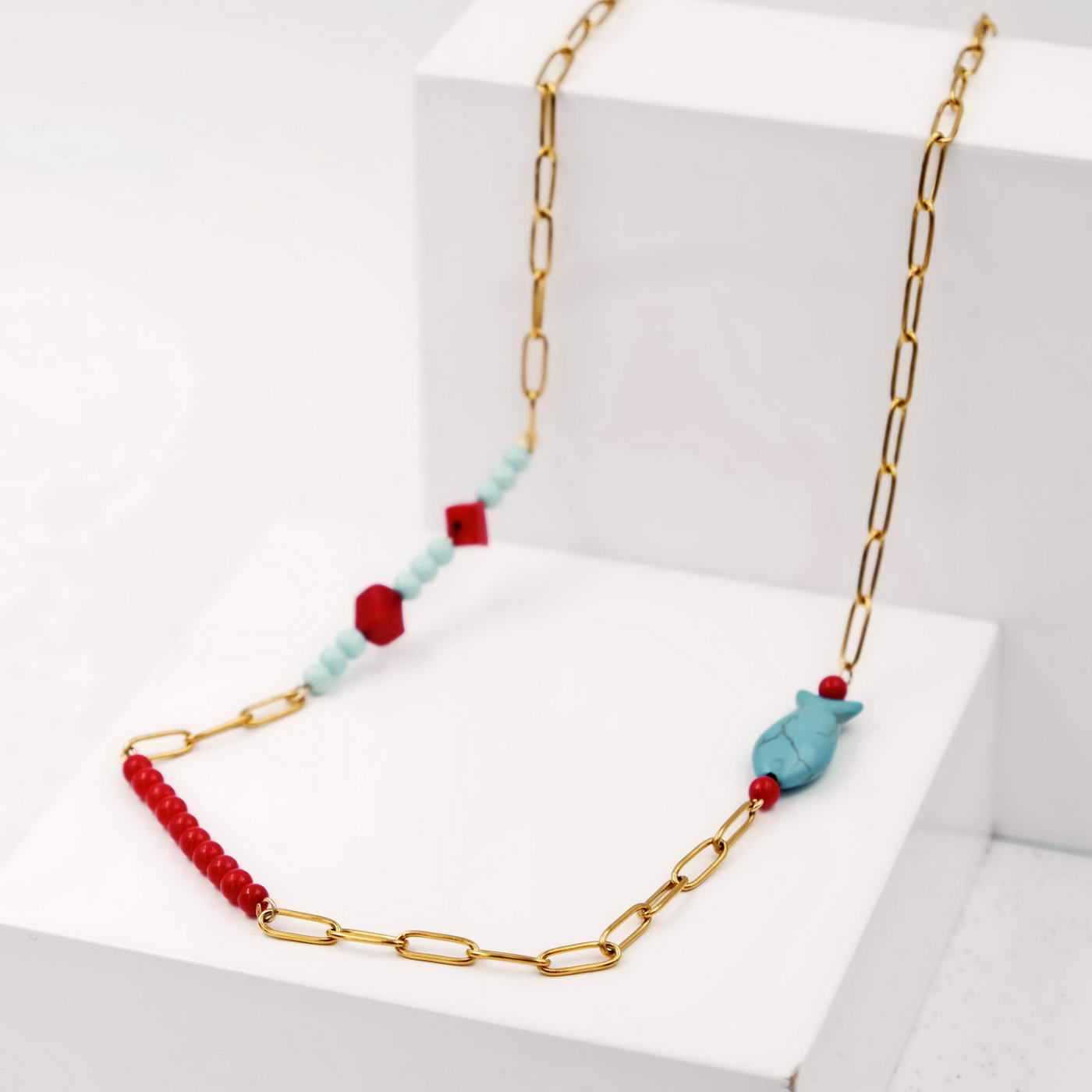 Necklace with corals and howlite — Necklaces from Toolittle — additional view 2