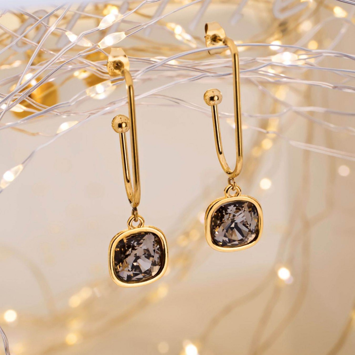 Crystal Collection: Gold-Plated Dangle Earrings