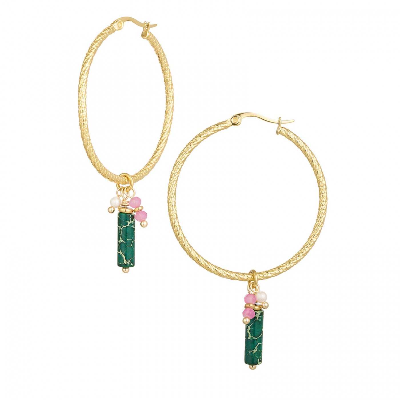 Hoop Earrings Natural Stone — Earrings from Toolittle — additional view 2