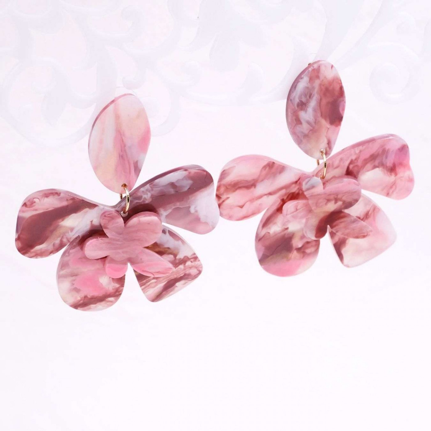 Plexiglass Flower Earrings | Pink — Earrings from Toolittle — additional view 3