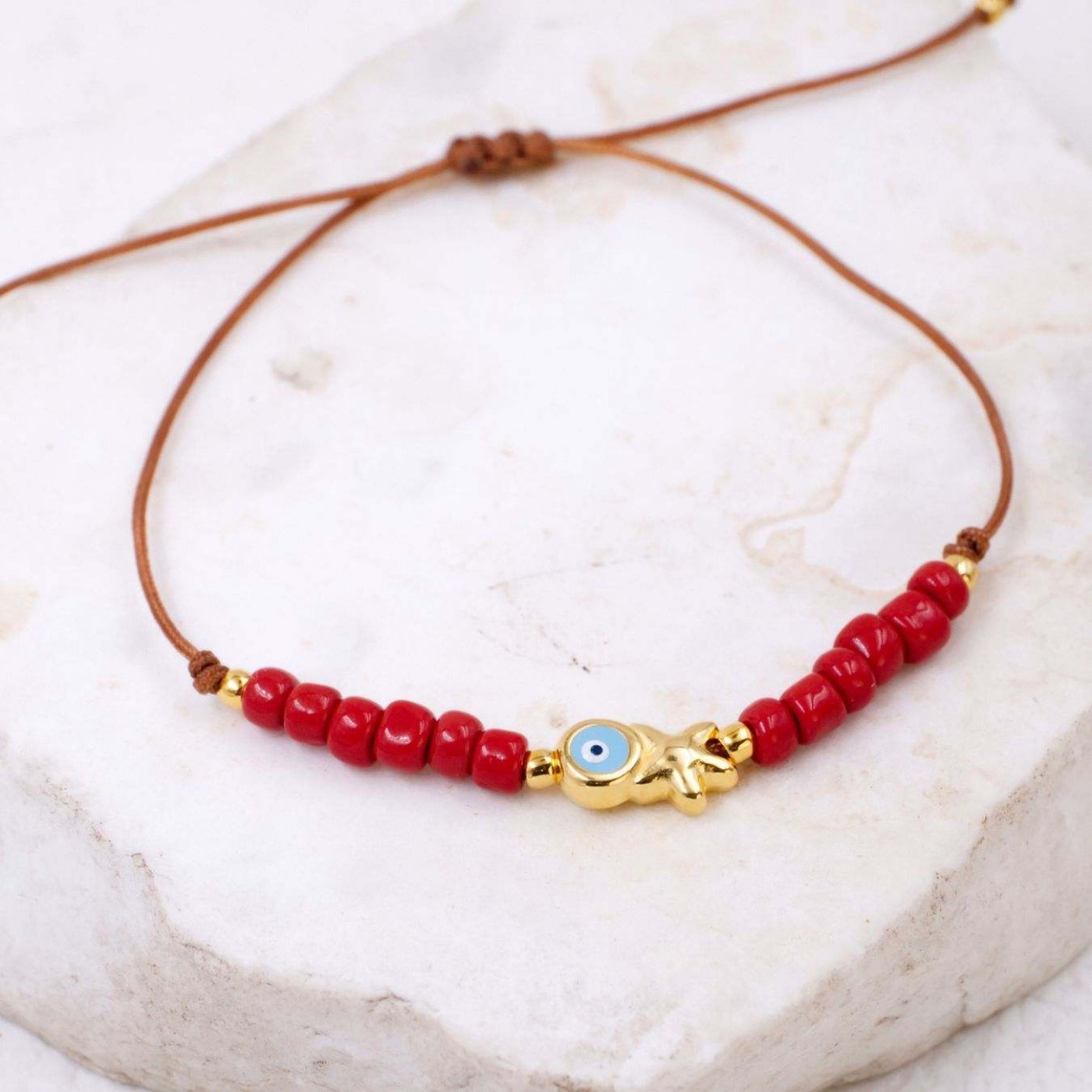 Macramé Bracelet with Gold-Plated Evil Eye & Starfish | Handmade — Bracelets from Toolittle — additional view 4