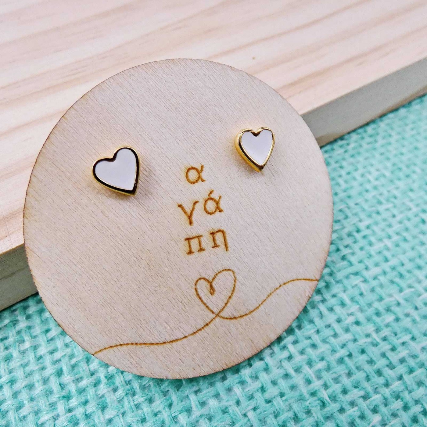 "It's all Greek to me" Heart Earrings — Earrings from Toolittle — additional view 2
