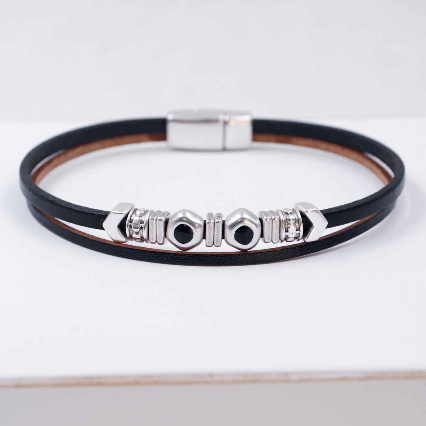 Black Leather Men's Bracelet — Bracelets from Toolittle — additional view 4