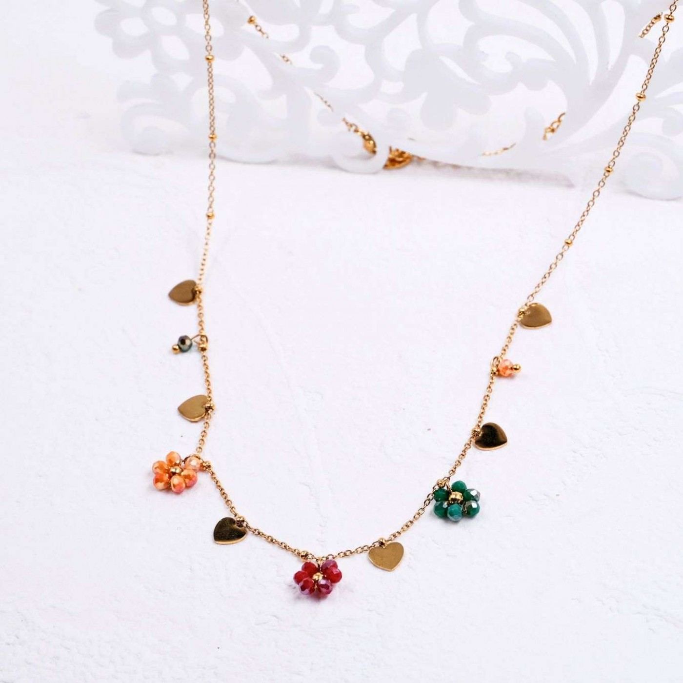Stainless Steel Jewelry: Necklace with Crystal Flowers — Necklaces from Toolittle — additional view 5