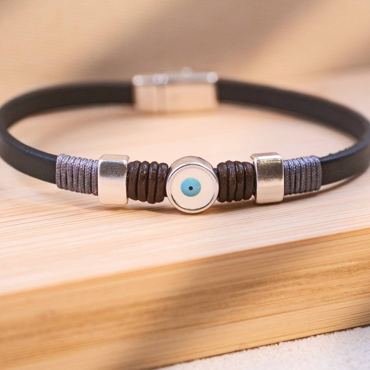 Evil Eye Leather Men's Bracelet