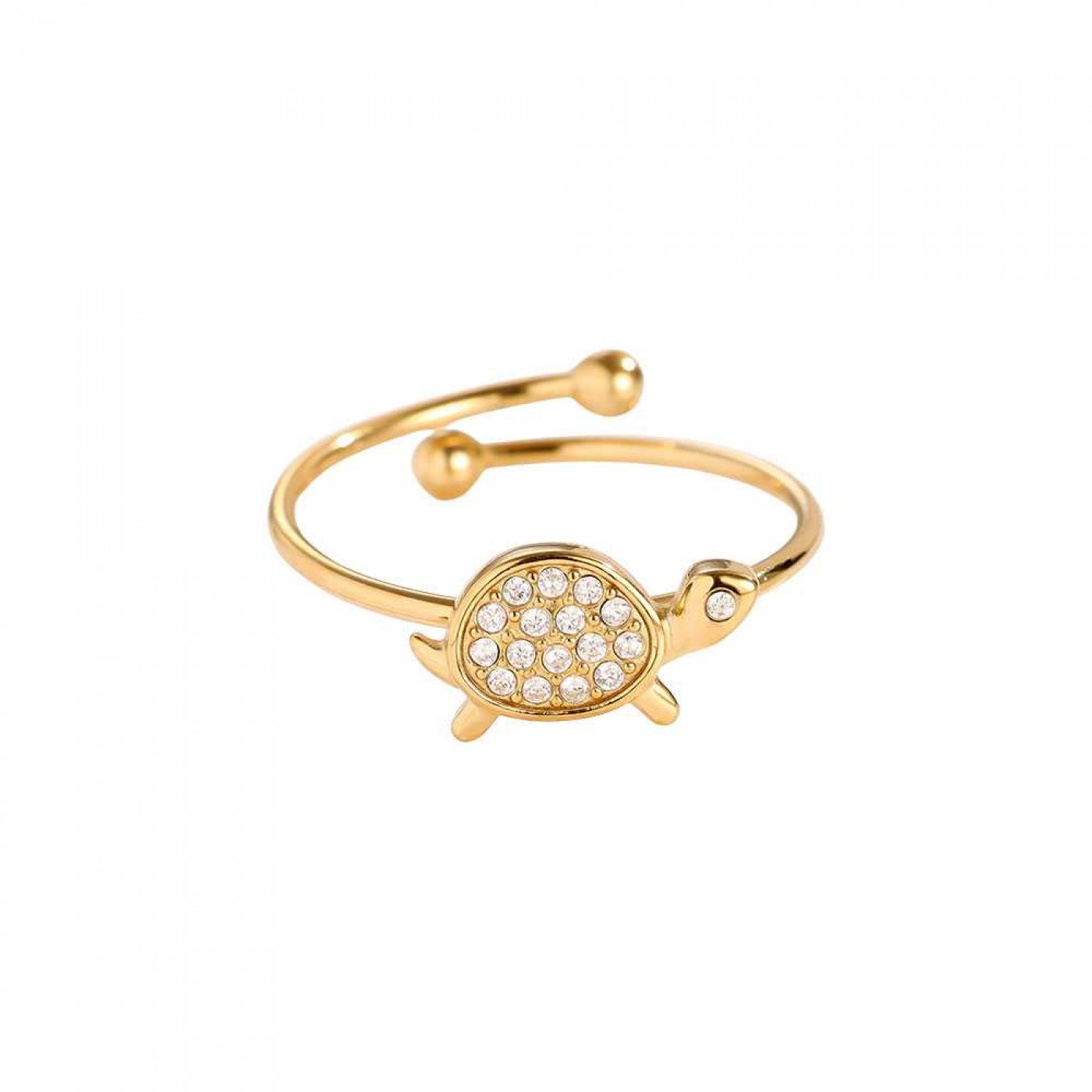 Stainless Steel Ring | Sea Turtle with Rhinestones — Rings from Toolittle — additional view 3