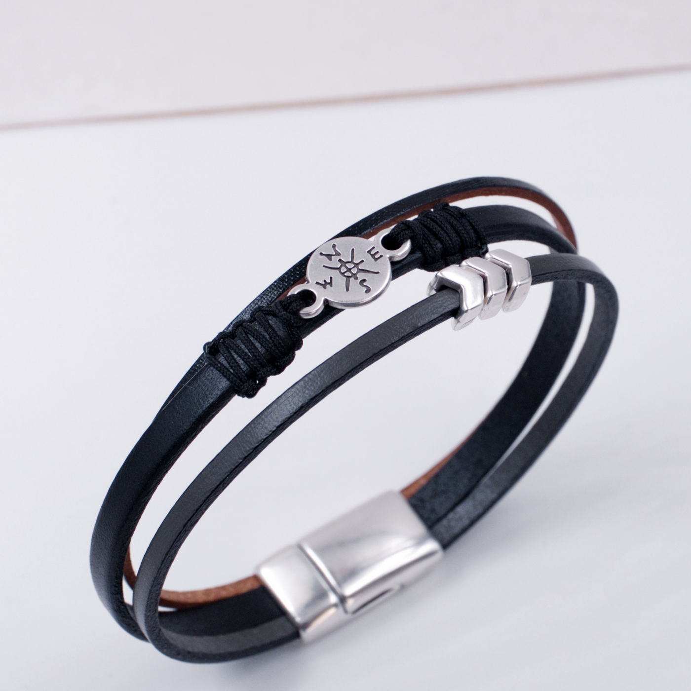 Compass Leather Men's Bracelet — Bracelets from Toolittle — additional view 3