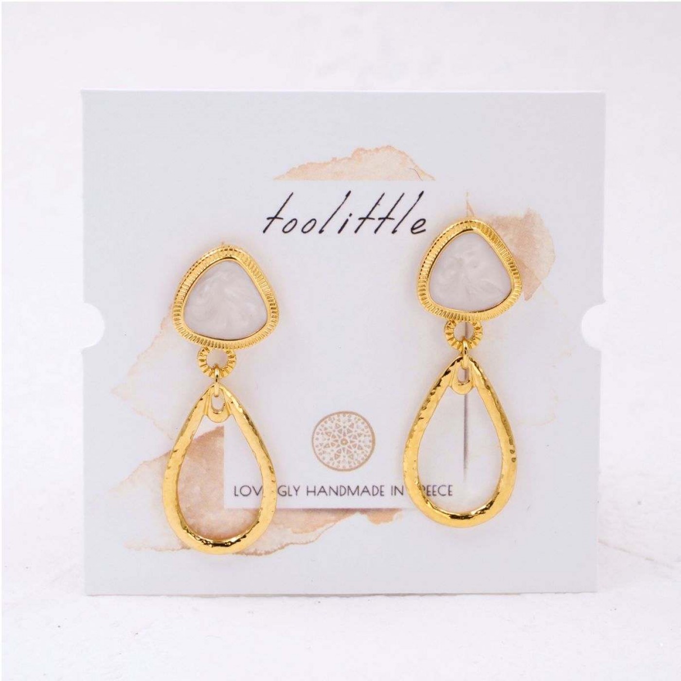 Teardrop Earrings - Gold Plated with Enamel — Earrings from Toolittle — additional view 4
