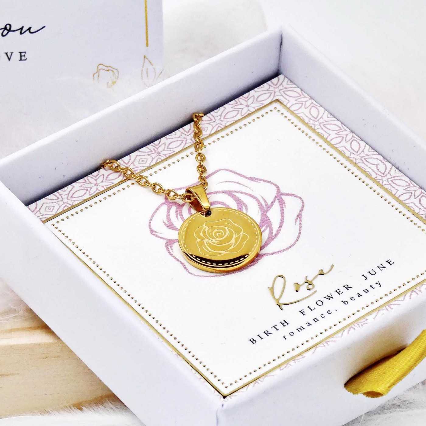 Birth Flower Necklace- Rose for June — Necklaces from Toolittle — additional view 4