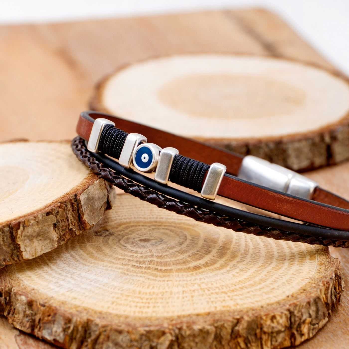 Evil Eye Leather Men's Bracelet — Bracelets from Toolittle — additional view 7