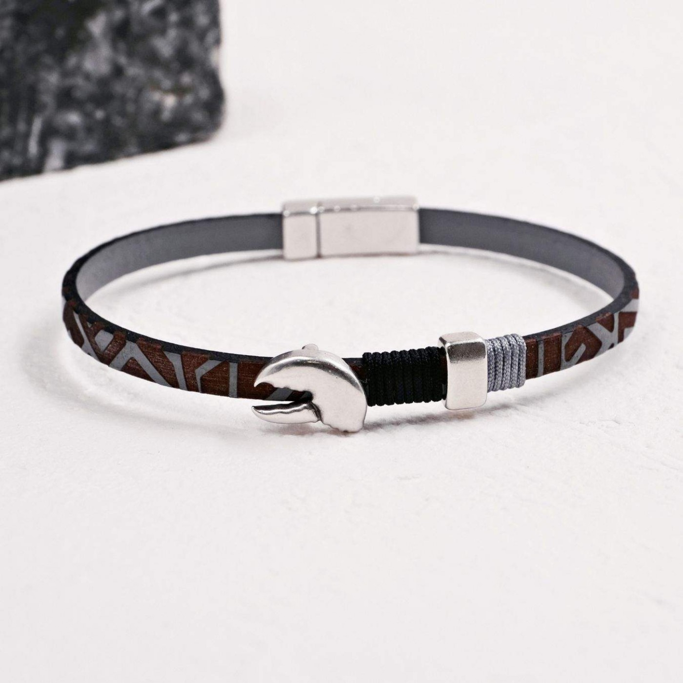 Crab Claw Men's Bracelet | Engraved Leather — Bracelets from Toolittle — additional view 2
