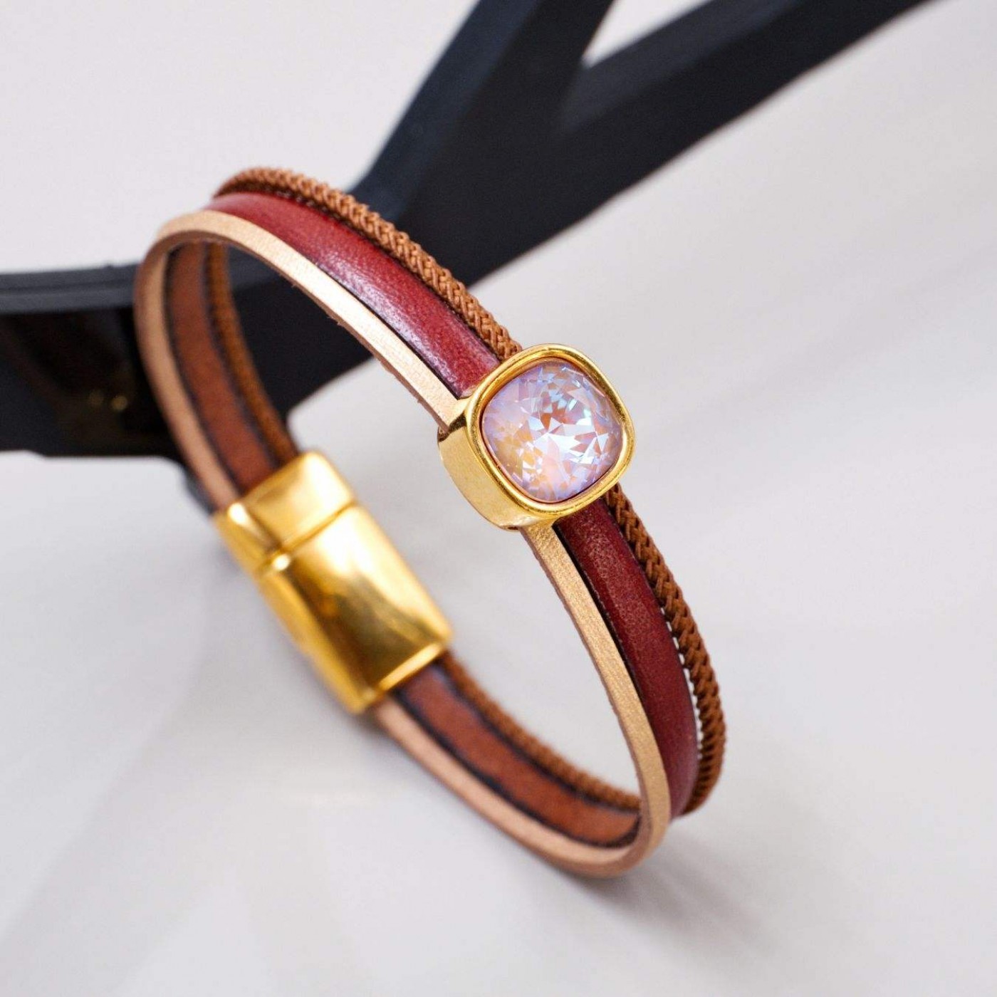 Brown Crystal Leather Bracelet — Bracelets from Toolittle — additional view 2