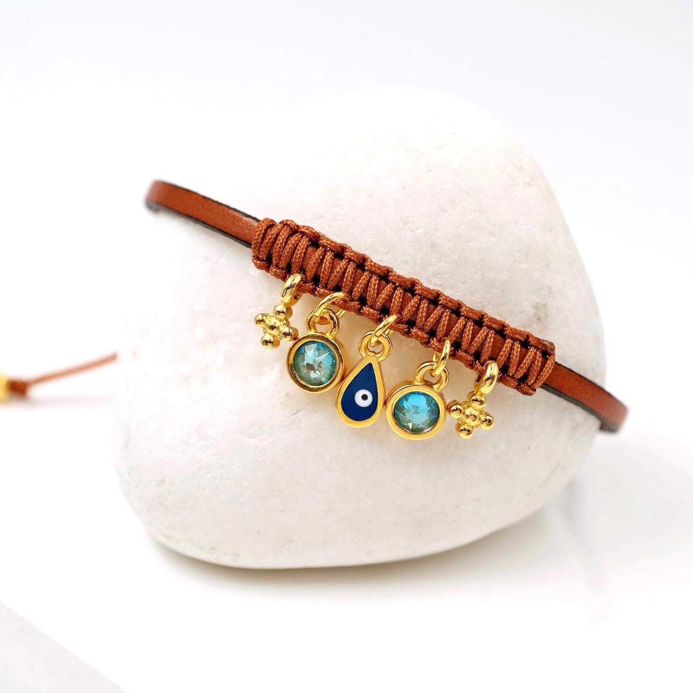 Leather bracelet with crystals and enamel — Bracelets from Toolittle — additional view 2