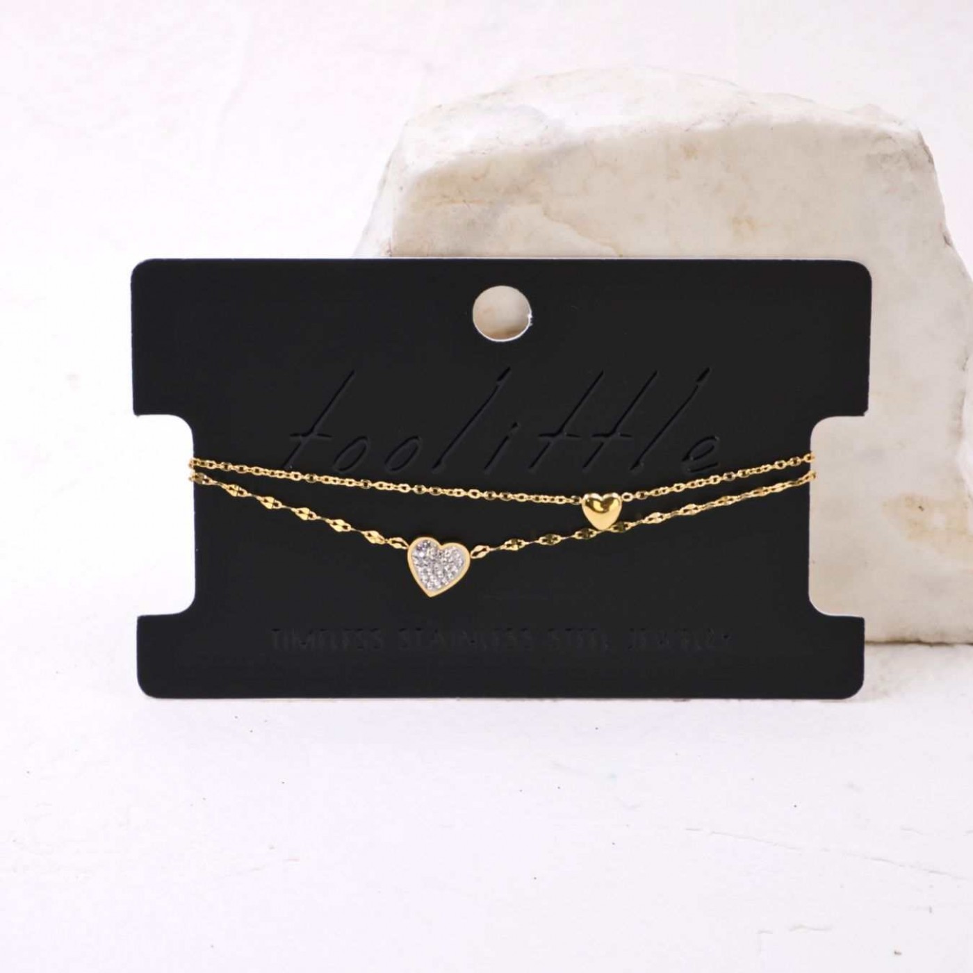Stainless Steel Jewelry: Gold-plated Bracelet with Metal Hearts — Bracelets from Toolittle — additional view 2