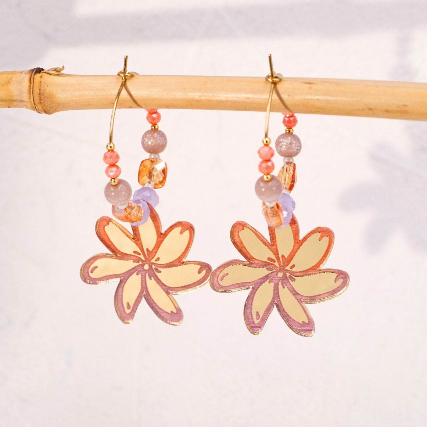 Plexiglass Flower Hoop Earrings — Earrings from Toolittle — additional view 3