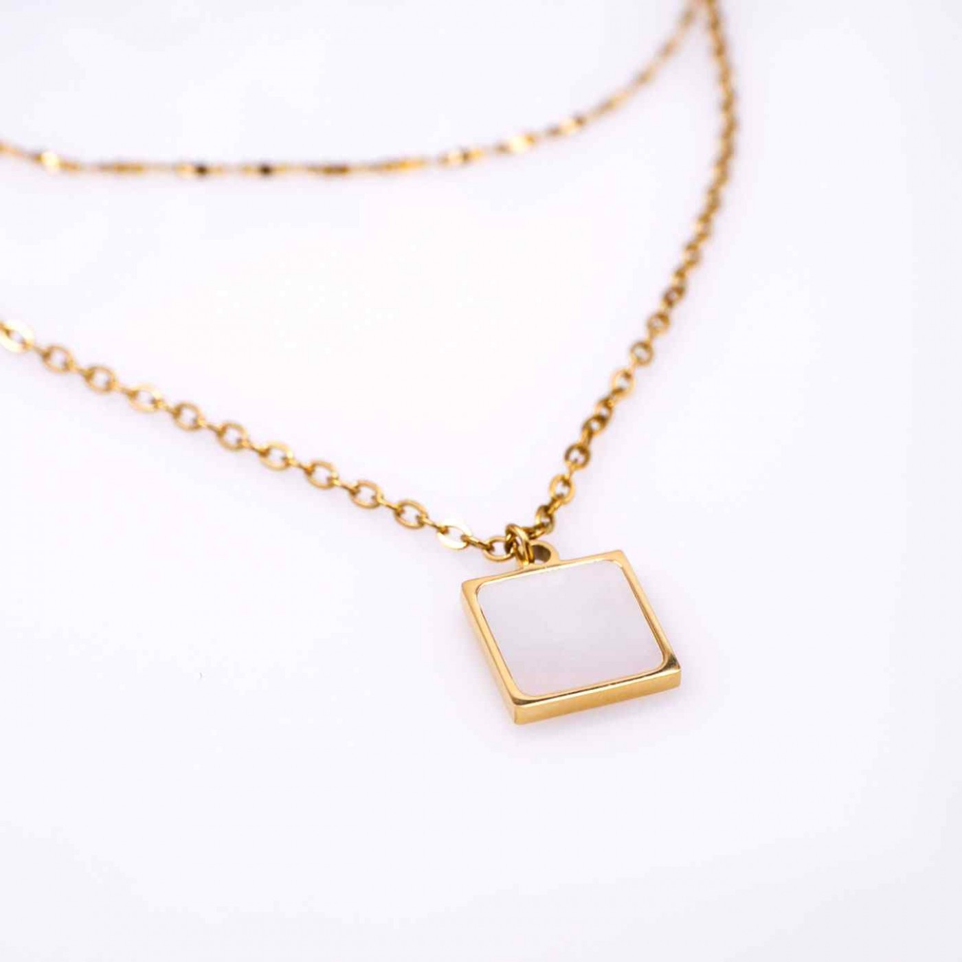 Mother of Pearl Elegance: Steel Layered Necklace — Necklaces from Toolittle — additional view 3
