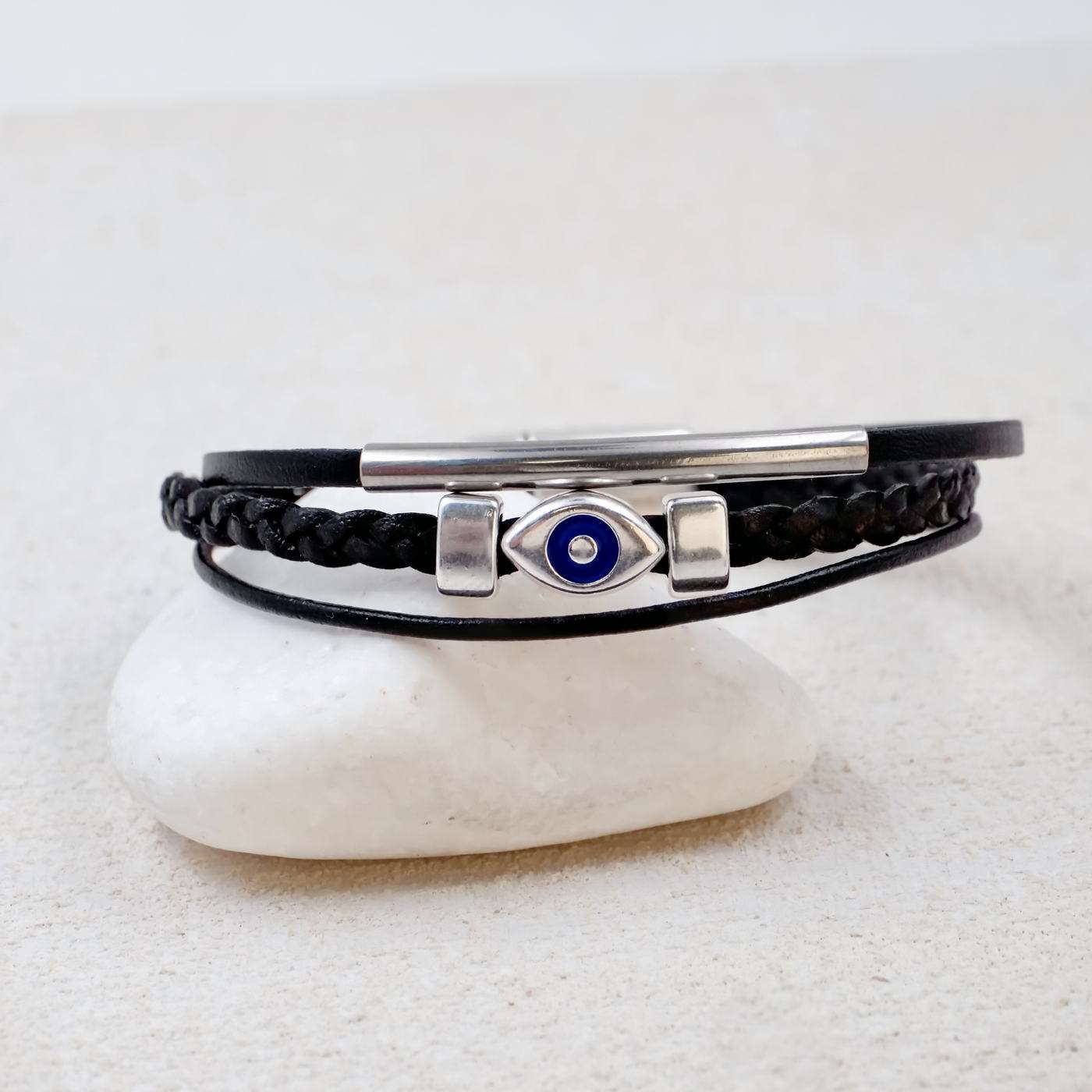 Evil Eye Leather Men's Bracelet — Bracelets from Toolittle — additional view 3