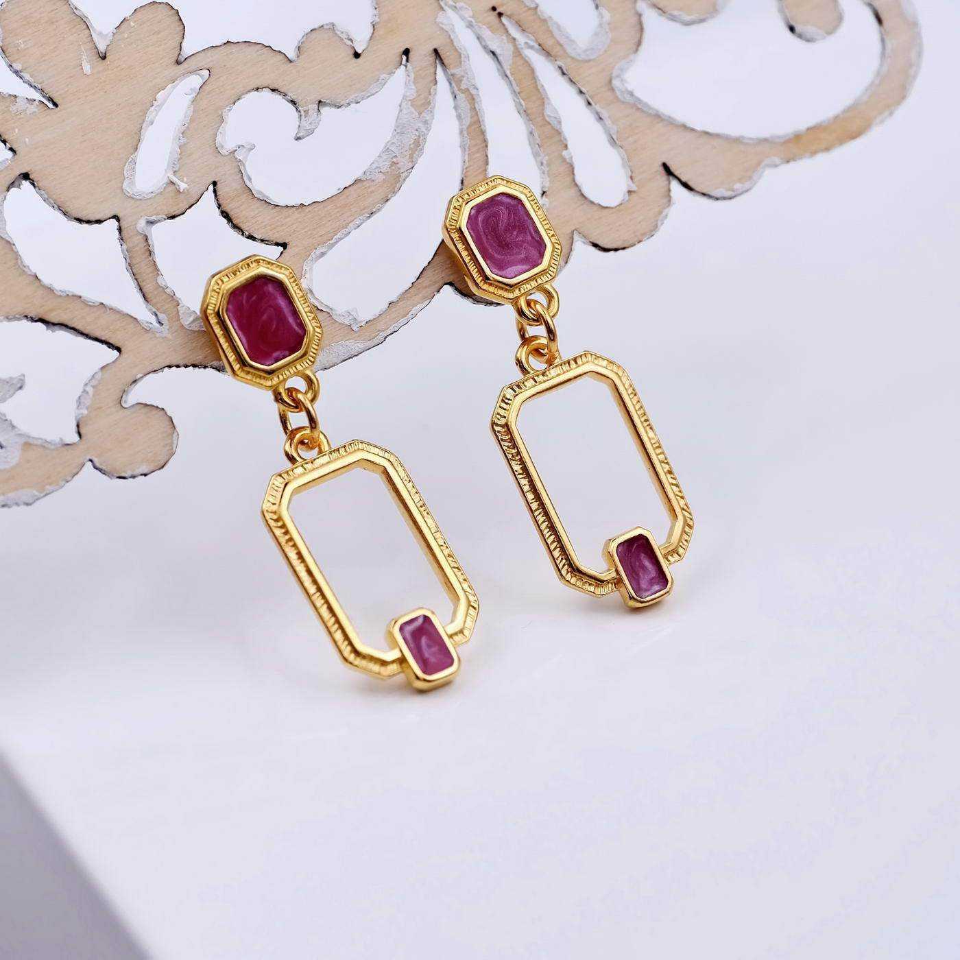 Gold-plated earrings with enamel — Earrings from Toolittle — additional view 2