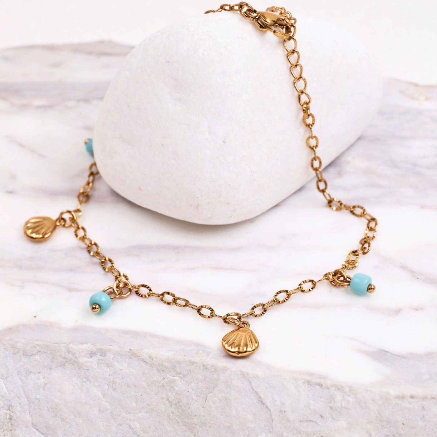 Stainless Steel Ankle Bracelet | Metal Sea Charms — Bracelets from Toolittle — additional view 4