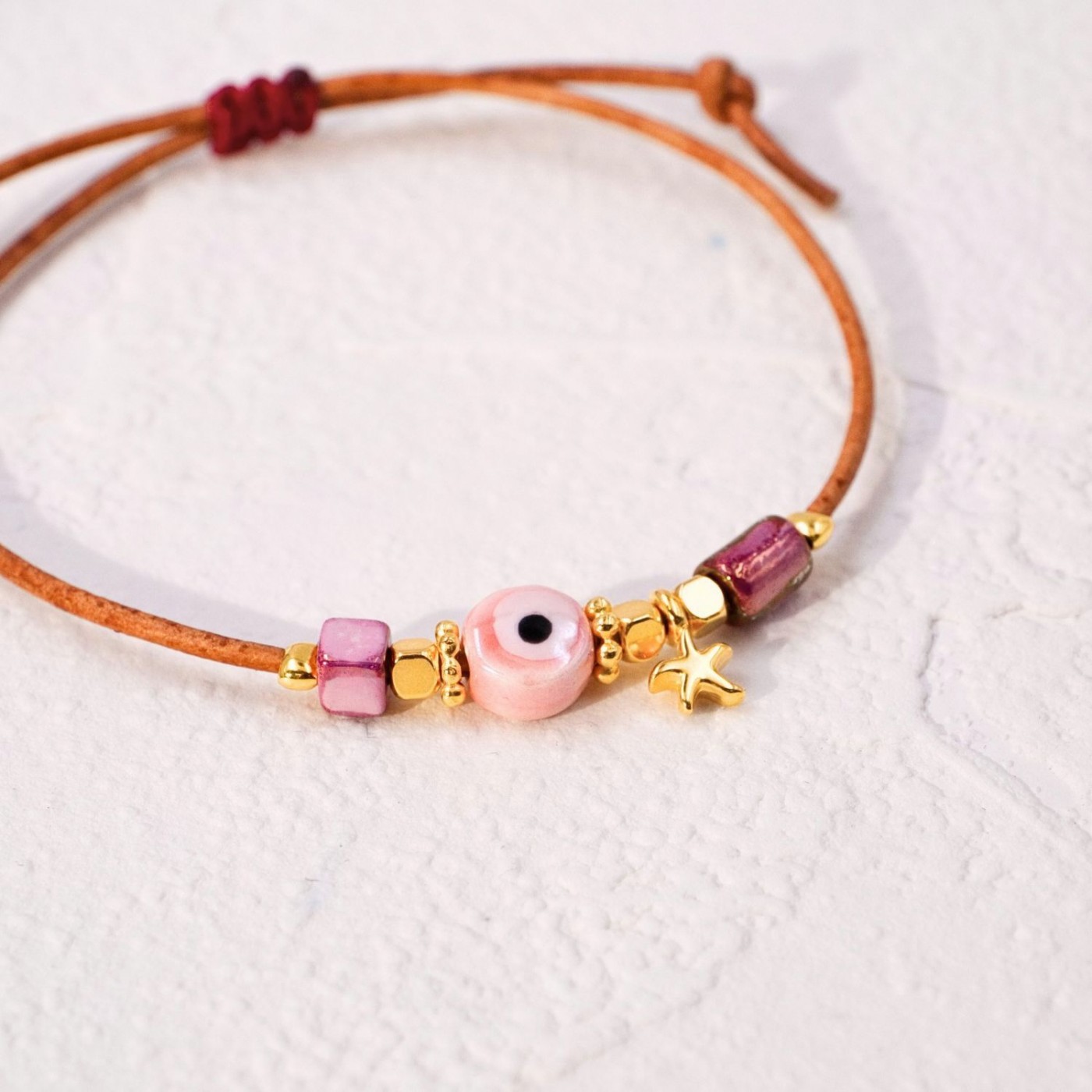 Makrame Bracelet with Ceramic Evil Eye — Bracelets from Toolittle — additional view 3