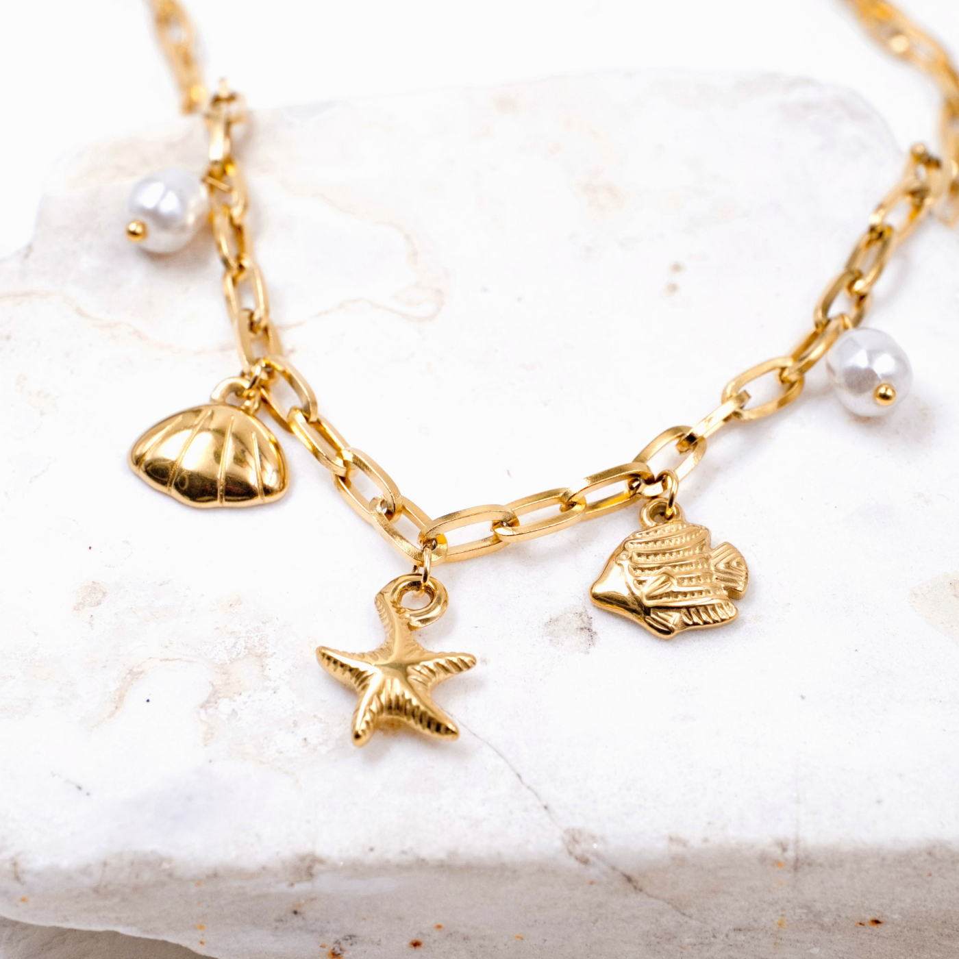 Sea Pearls Inox Chain Necklace