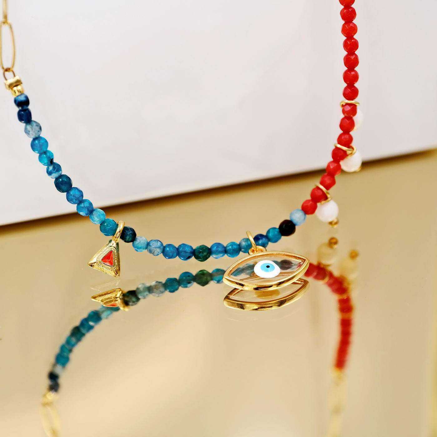 Pebbles Evil-Eye Necklace with Enamel & Semi-precious stones — Necklaces from Toolittle — additional view 3