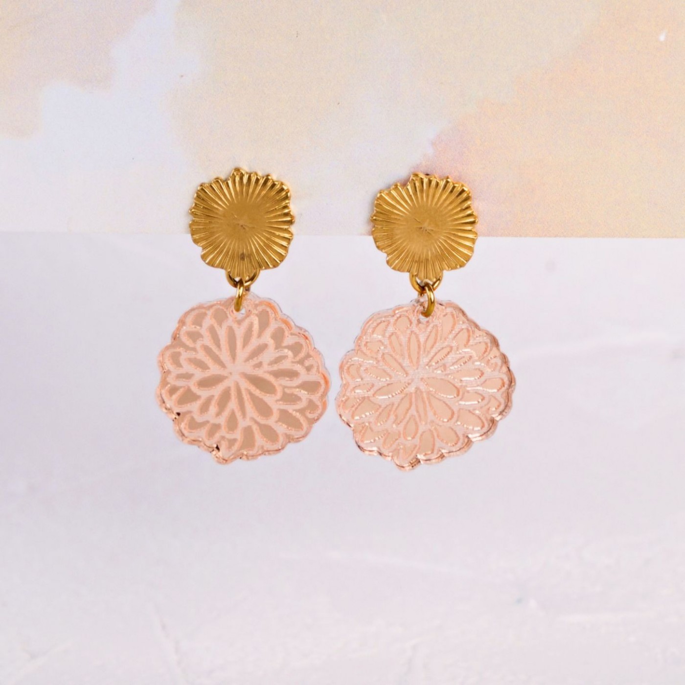 Golden Earrings | Stainless Steel & Plexiglass — Earrings from Toolittle — additional view 4