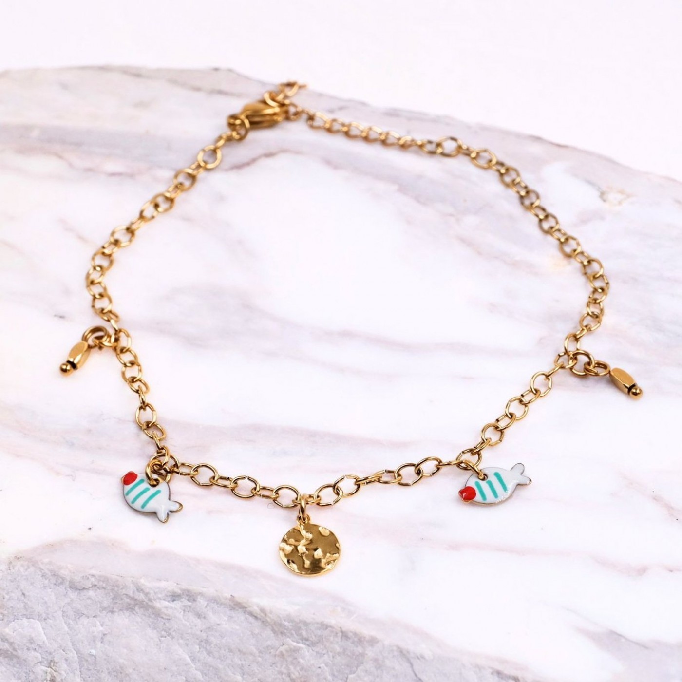 Stainless Steel Ankle Bracelet | Metal Sea Charms