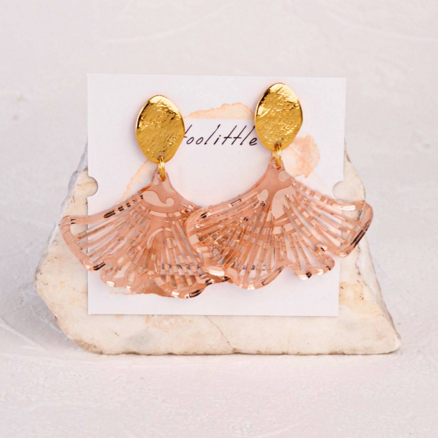 Golden Earrings | Plexiglass Ginkgo Biloba Leaf — Earrings from Toolittle — additional view 4