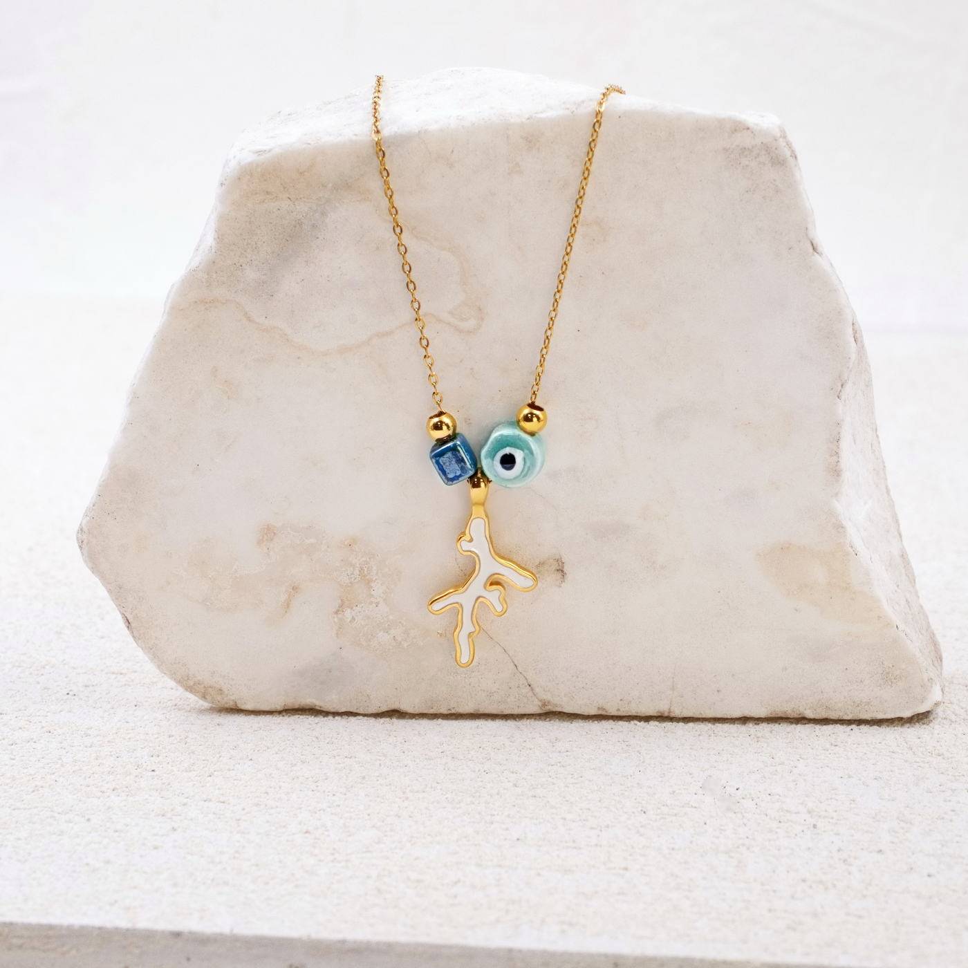 Enamelled Coral & Evil Eye Necklace — Necklaces from Toolittle — additional view 2
