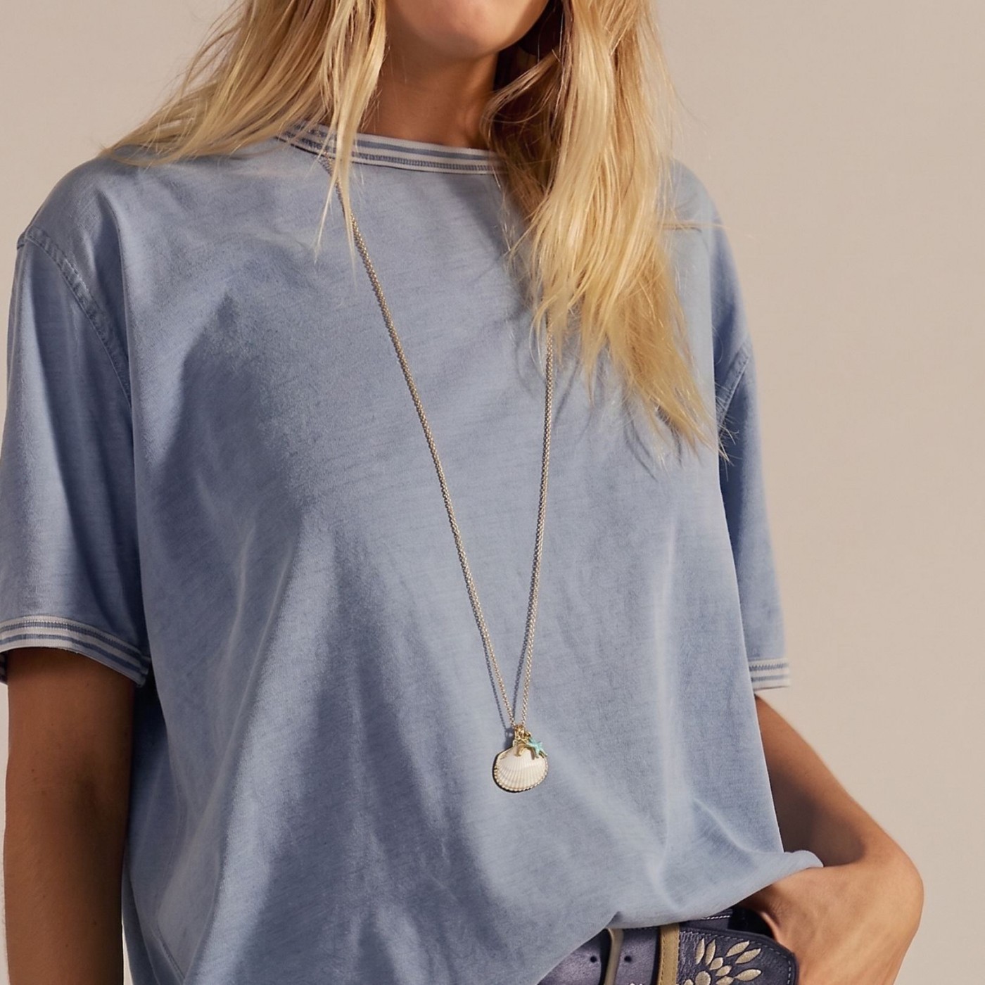 Gold-plated Long Necklace | Sea Shell & Enamelled Starfish — Necklaces from Toolittle — additional view 2