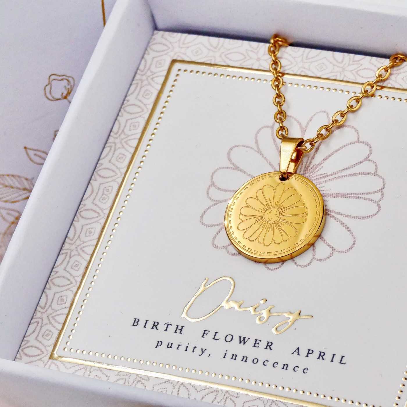 Birth Flower Necklace- Daisy for April — Necklaces from Toolittle — additional view 4