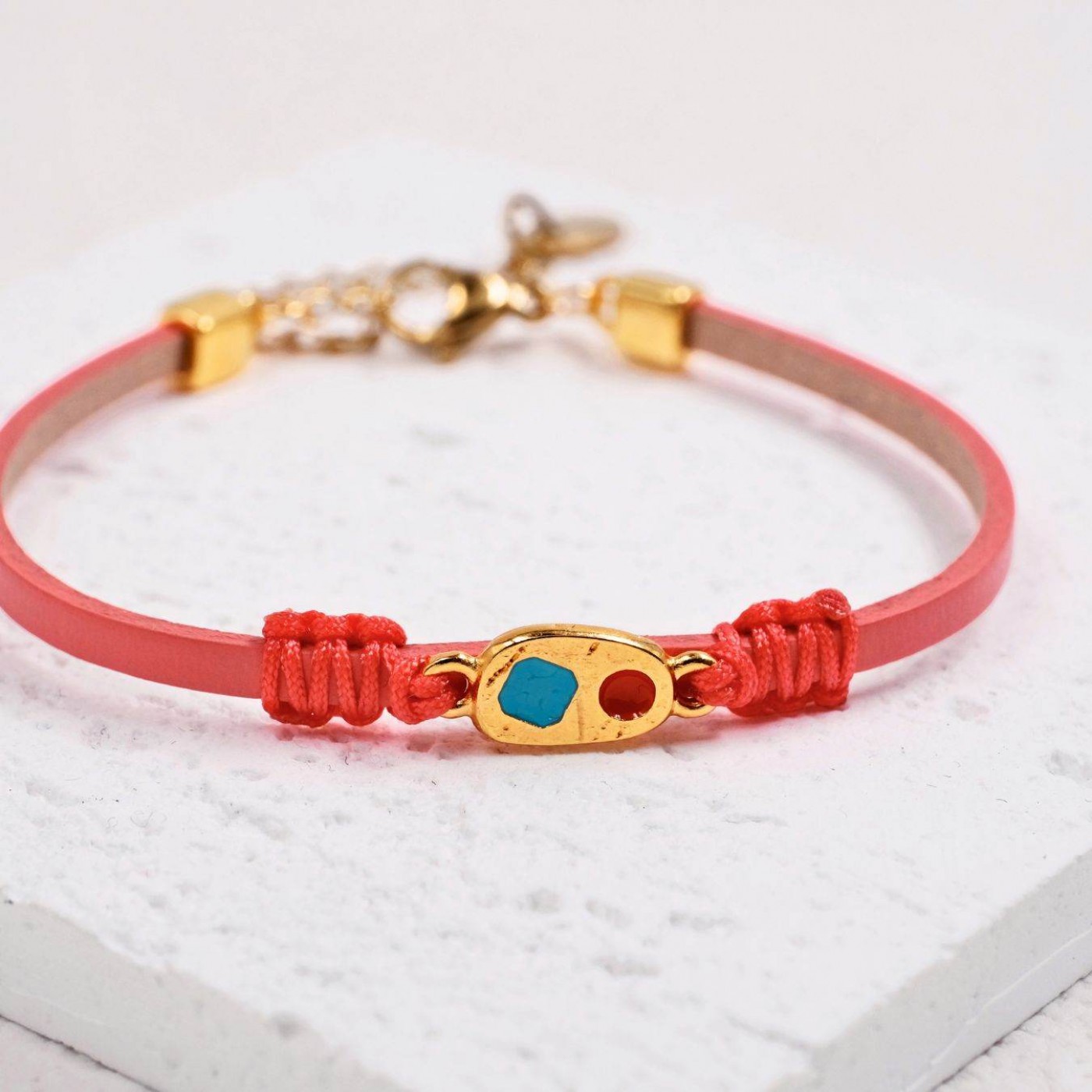 Leather Bracelet | Colored Enamel - Coral — Bracelets from Toolittle — additional view 3