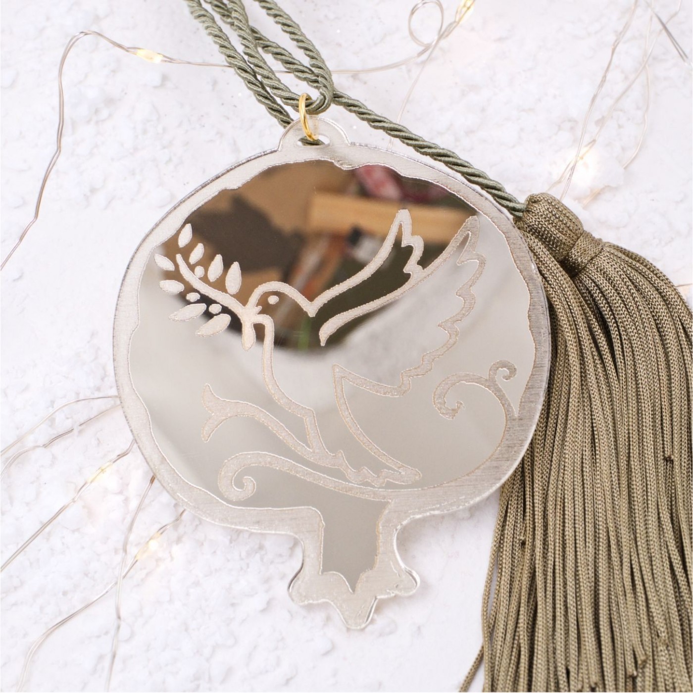 Handmade 2026 Good Luck Charm – Pomegranate with Engraved Dove