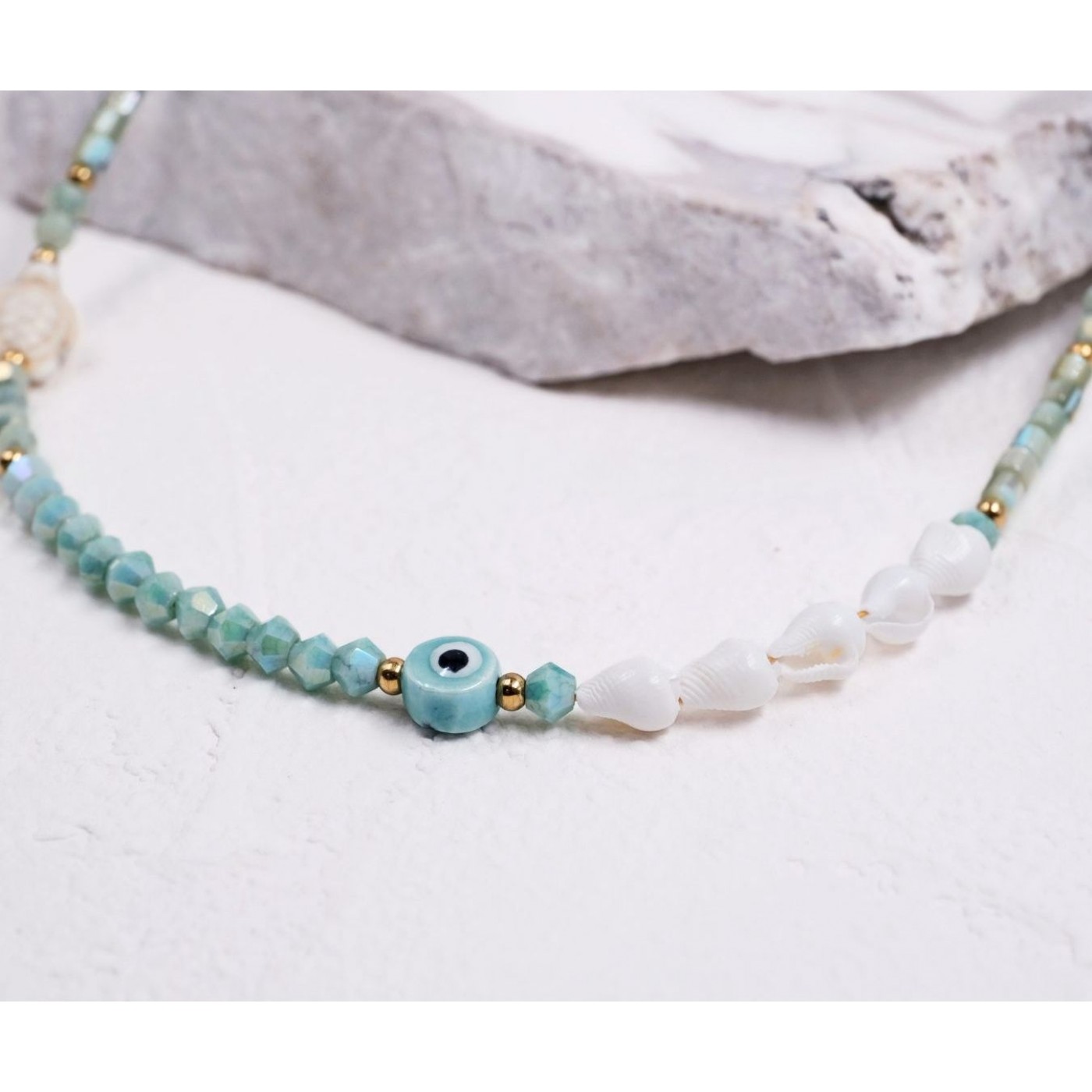 Summer Necklace | Stones & Ceramic Evil Eye - Color Option — Necklaces from Toolittle — additional view 5